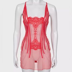 La Perla Red Lace Mesh Lingerie
